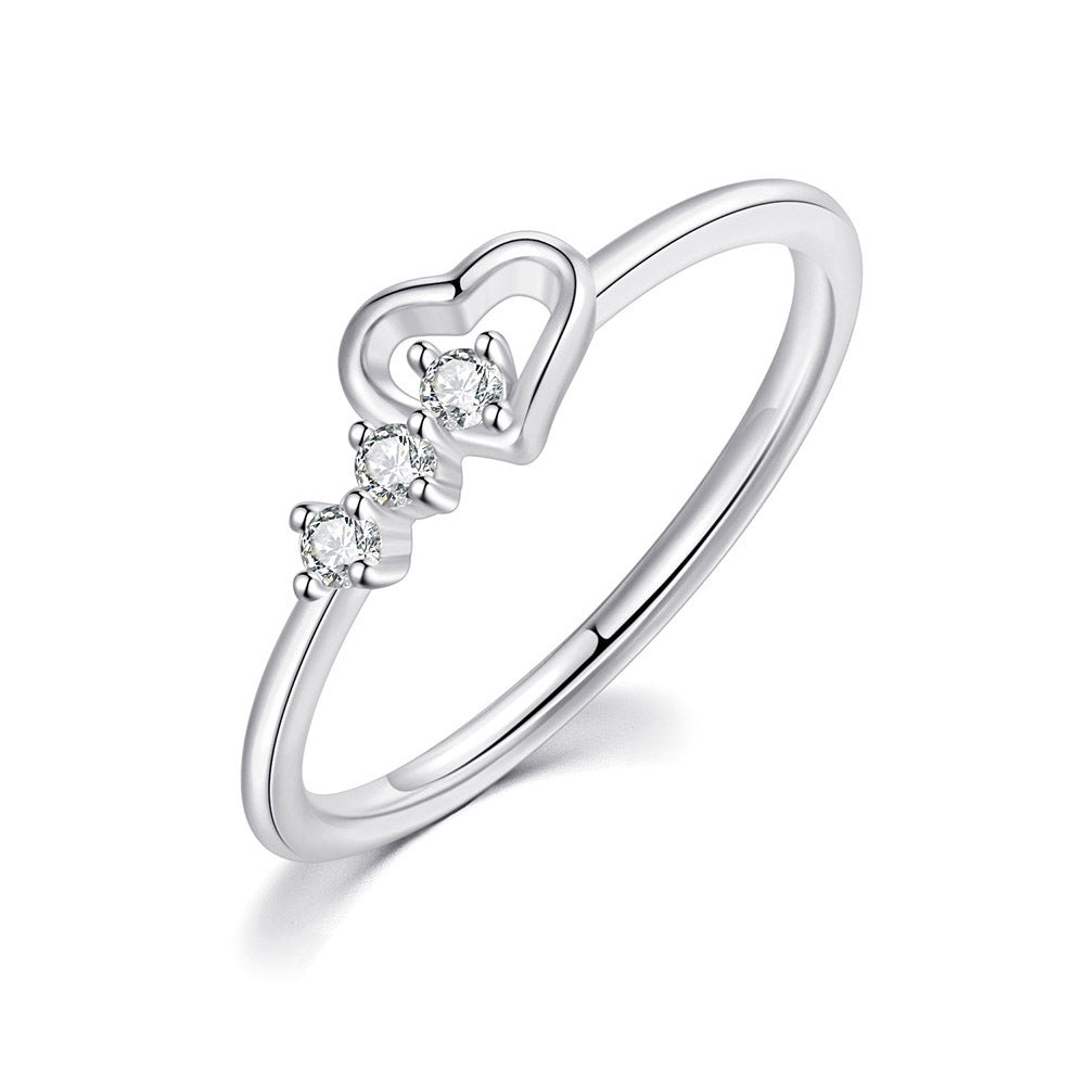 Anillos De Cobre Chapado En Oro Pequeños Corazones De Diamantes al por mayor